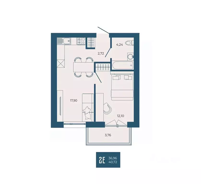 2-к кв. Пензенская область, Пенза ул. Тепличная, 55 (40.72 м) - Фото 1