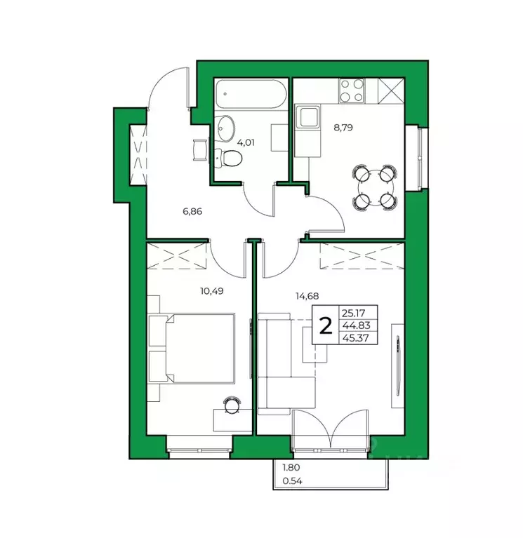 2-к кв. Башкортостан, Уфимский район, Зубовский сельсовет, с. Зубово ... - Фото 1