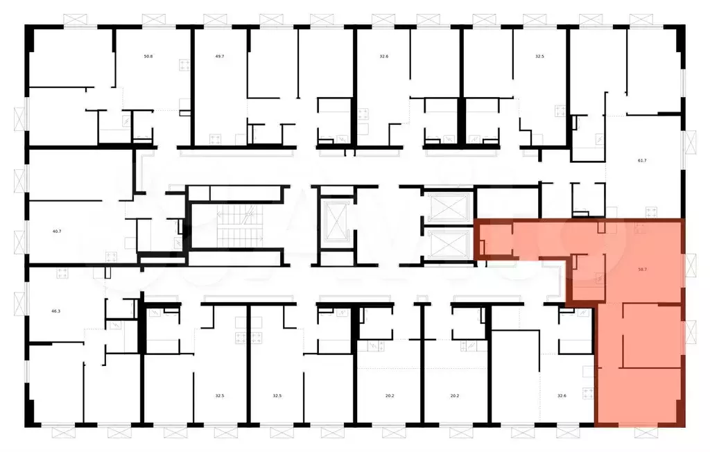 2-к. квартира, 58,7 м, 16/24 эт. - Фото 1