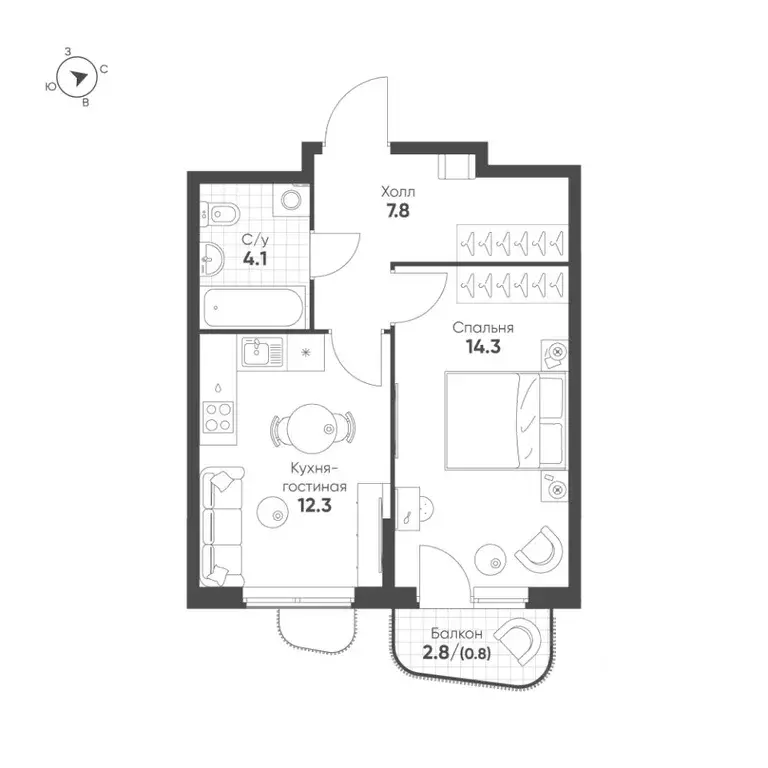 1-к кв. Свердловская область, Екатеринбург Солнечный жилрайон,  (39.3 ... - Фото 1