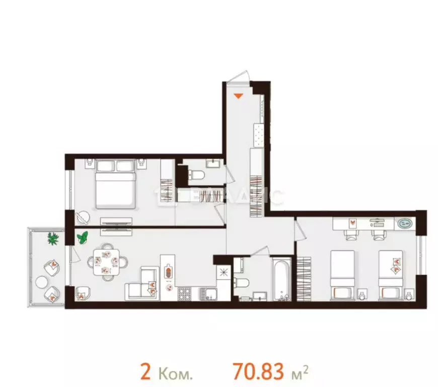 2-комнатная квартира: Сестрорецк, Авиационная улица, 5к3 (70.8 м) - Фото 1