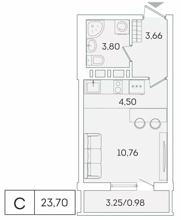 Квартира-студия: Мурино, Графская улица, 6к1 (22.7 м) - Фото 0