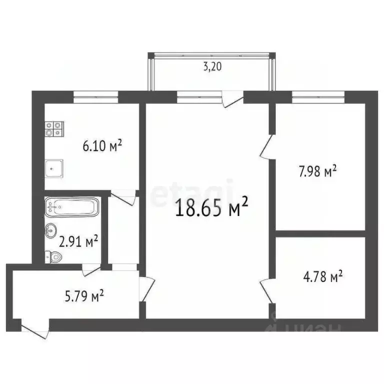 2-к кв. Ульяновская область, Ульяновск Автозаводская ул., 56 (46.2 м) - Фото 2