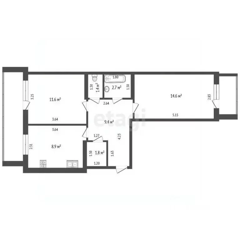 2-к кв. Тюменская область, Тюмень ул. Лесопарковая, 13А (50.4 м) - Фото 2