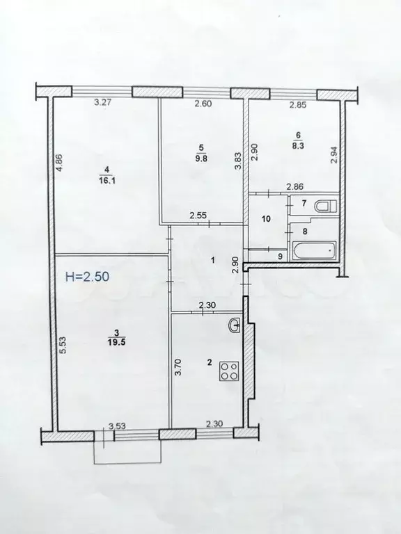 4-к. квартира, 75,3 м, 5/5 эт. - Фото 0