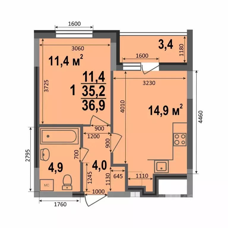 1-к кв. Владимирская область, Владимир Веризино мкр, Веризино лайф ... - Фото 1