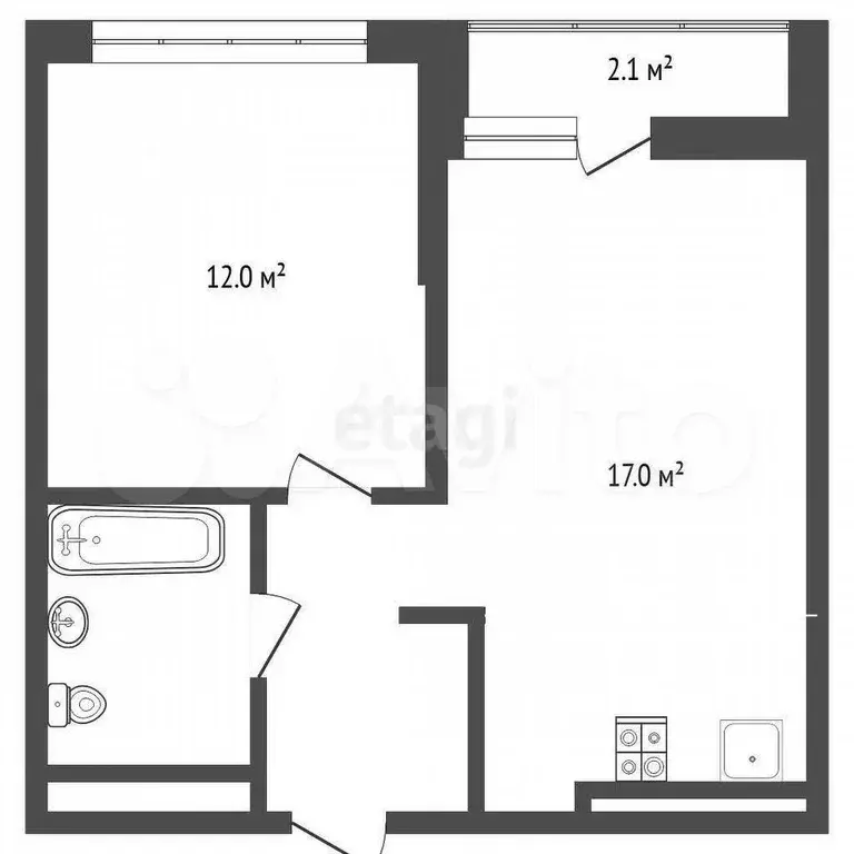 1-к. квартира, 37,4 м, 6/9 эт. - Фото 0