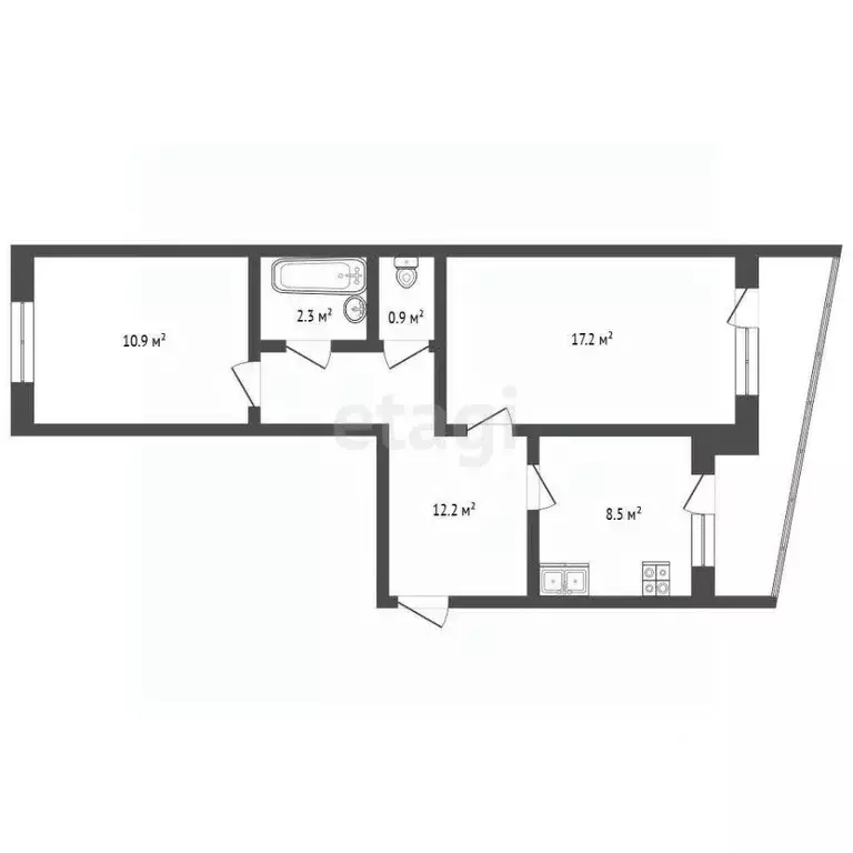 2-к кв. Нижегородская область, Выкса Жуковского мкр, 8А (52.5 м) - Фото 2