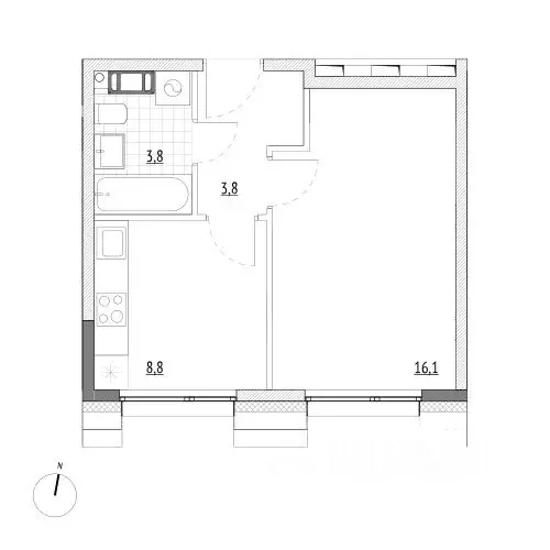 1-к кв. Москва, Москва, Зеленоград 14-й мкр,  (32.5 м) - Фото 0