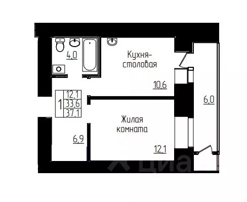 1-к кв. Амурская область, Благовещенск Зейский Бульвар жилой комплекс ... - Фото 1