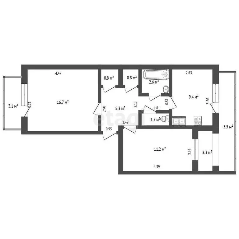 2-комнатная квартира: Судак, улица Айвазовского, 23 (51.3 м) - Фото 1