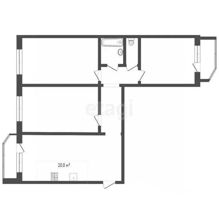 3-к кв. Тюменская область, Тюмень ул. Федюнинского, 60к1 (92.8 м) - Фото 1