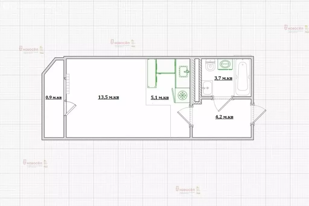 Квартира-студия: Екатеринбург, Рассветная улица, 8к3 (26 м) - Фото 1