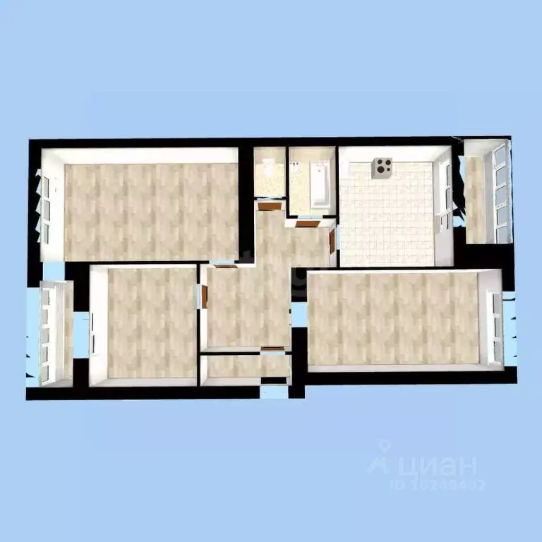 3-к кв. Башкортостан, Уфа ул. Мира, 16 (80.0 м) - Фото 2