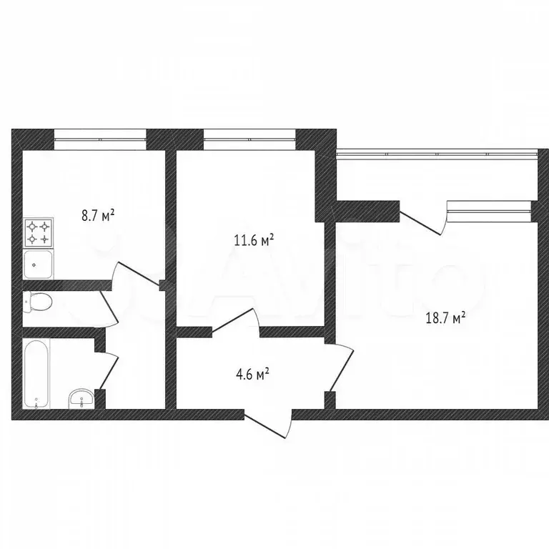 2-к. квартира, 49,5 м, 2/10 эт. - Фото 0