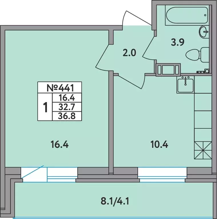 1-комнатная квартира: Новое Девяткино, Главная улица, 2 (36.8 м) - Фото 1