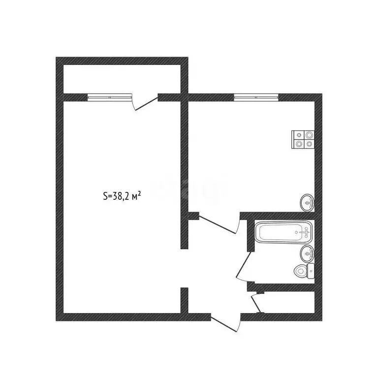 1-комнатная квартира: Бийск, переулок Владимира Мартьянова, 37 (38.2 ... - Фото 1