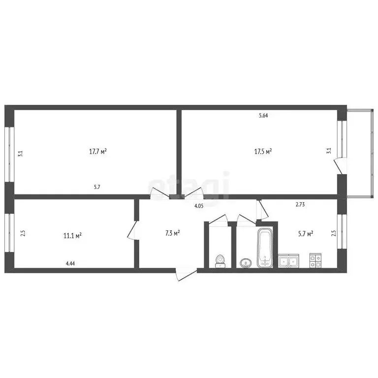 3-комнатная квартира: Новодвинск, улица Димитрова, 2 (61.4 м) - Фото 1