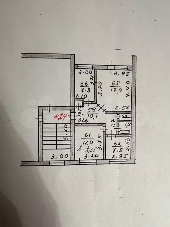 3-к. квартира, 58,8 м, 2/3 эт. - Фото 0