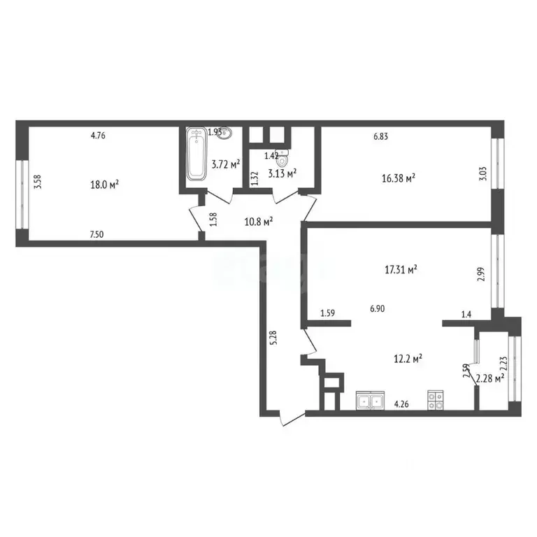 3-к кв. Москва Родниковая ул., 30к1 (81.0 м) - Фото 1