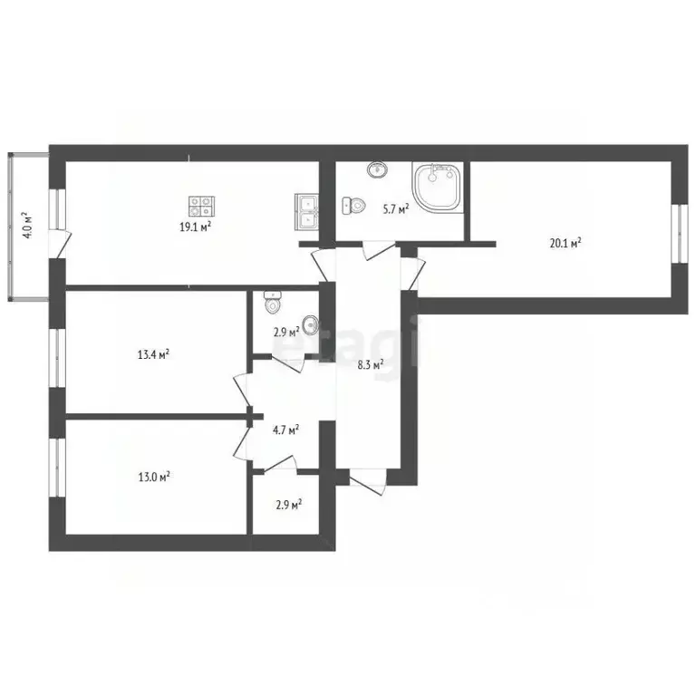 3-к кв. Вологодская область, Вологда ул. Чернышевского, 84Б (90.7 м) - Фото 1