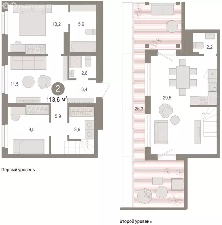 2-комнатная квартира: Новосибирский район, рабочий посёлок Краснообск, ... - Фото 2