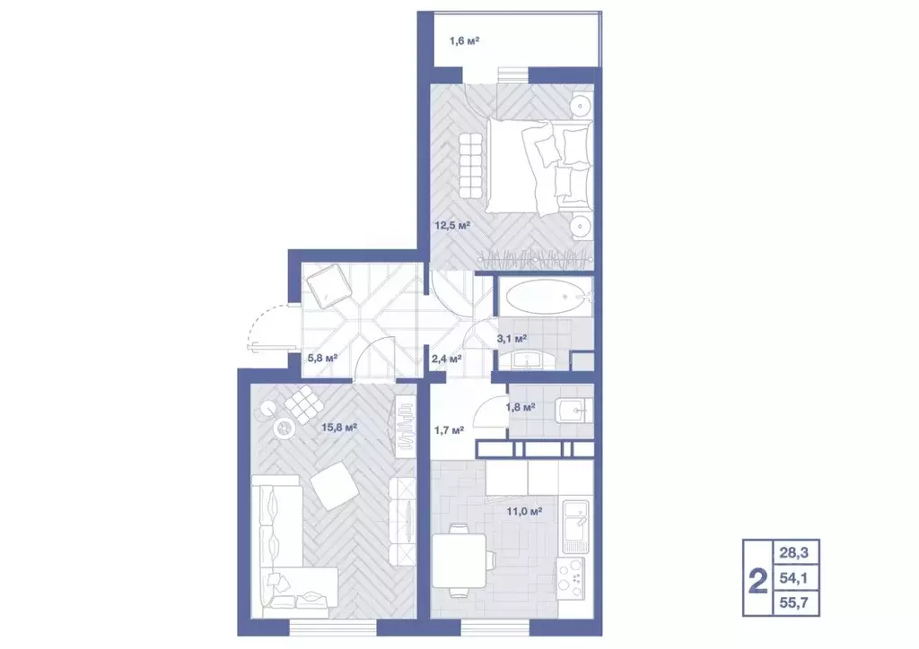 2-к кв. Воронежская область, Воронеж проезд Пограничный, 5 (55.7 м) - Фото 0
