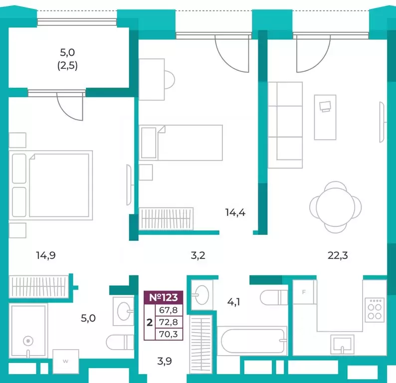 2-к кв. Крым, Симферополь ул. Воровского, 24 (70.3 м) - Фото 0