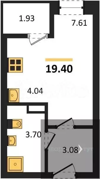 Квартира-студия, 19,4 м, 12/16 эт. - Фото 0