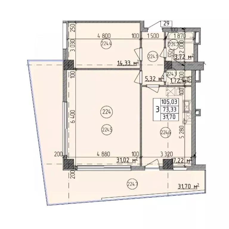 3-к кв. Севастополь ул. Парковая, 5 (105.03 м) - Фото 1