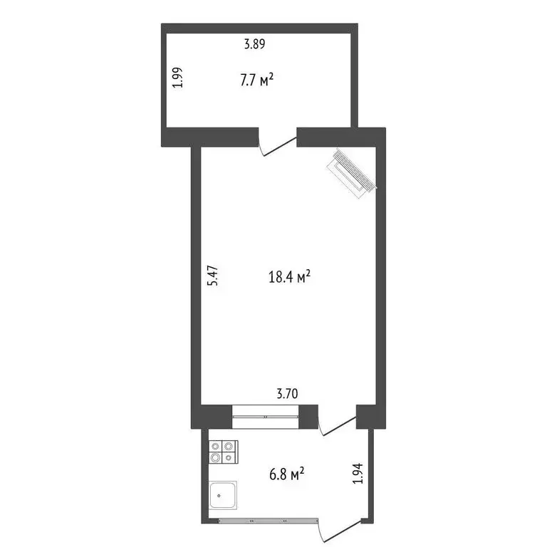 2-комнатная квартира: Новый Свет, улица Льва Голицына, 8 (33.9 м) - Фото 2