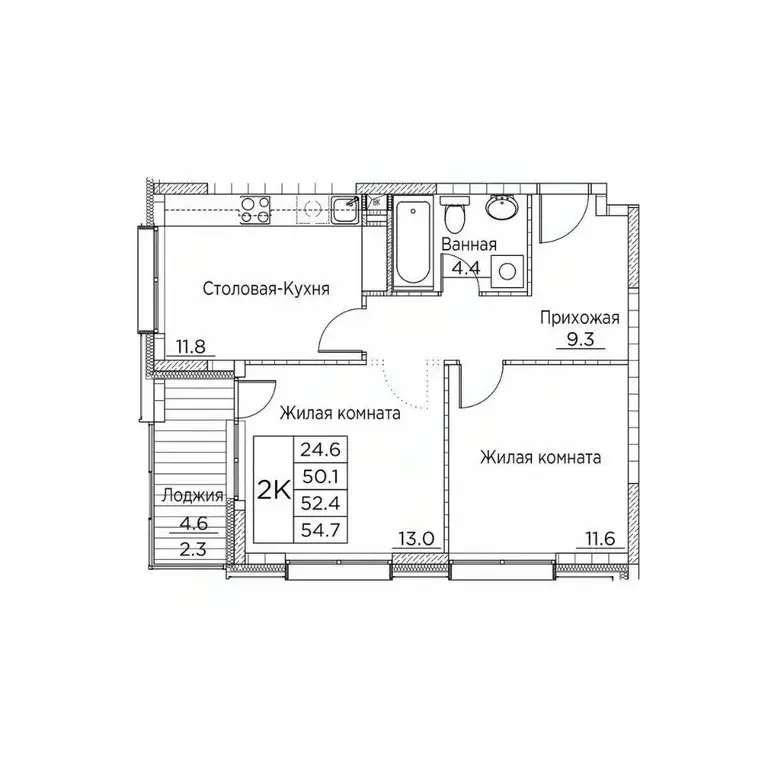 2-к кв. Приморский край, Владивосток ул. Расула Гамзатова, 7к2 (54.1 ... - Фото 0