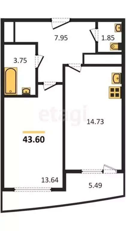 1-комнатная квартира: Воронеж, улица 9 Января, 233/40 (43 м) - Фото 0