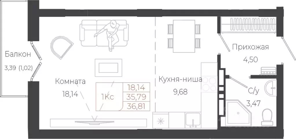 Студия Алтай, Майминский район, с. Майма ул. Энергетиков (36.81 м) - Фото 1