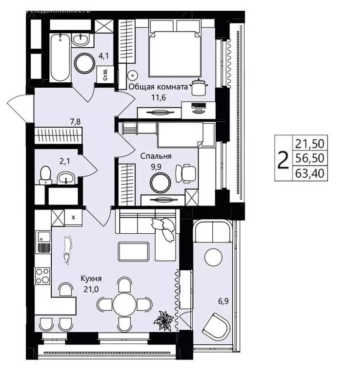 1-комнатная квартира: Саранск, жилой район Юбилейный, 3-й микрорайон, ... - Фото 1