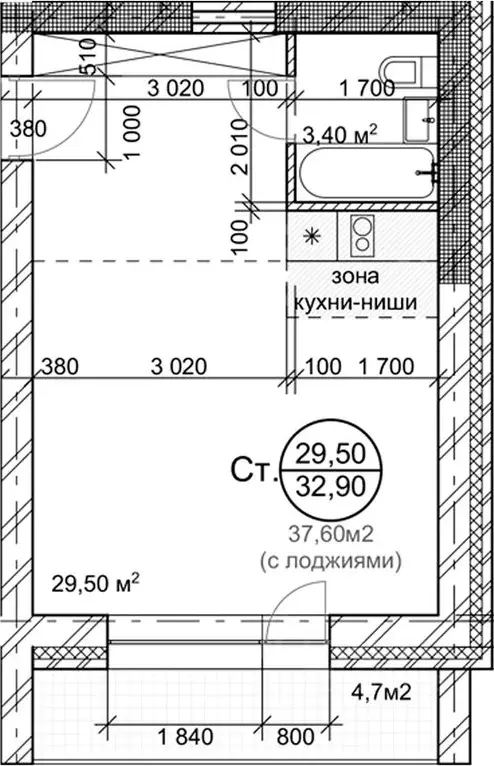 Студия Новосибирская область, Новосибирск Серебряный пер., 11 (32.9 м) - Фото 0