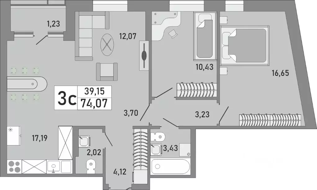 3-к кв. Башкортостан, Уфа Бакалинская ул., 9/1 (74.07 м) - Фото 1