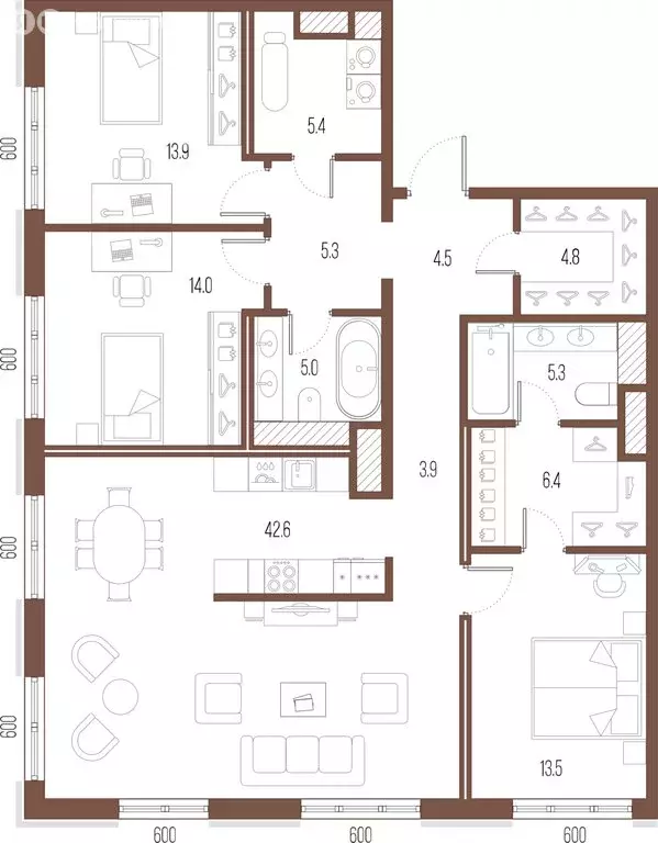 3-комнатная квартира: Санкт-Петербург, улица Стахановцев, 1 (124.6 м) - Фото 1