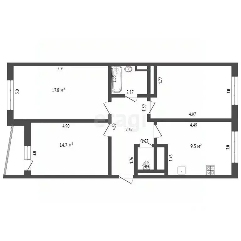 3-к кв. Ямало-Ненецкий АО, Ноябрьск Магистральная ул., 119 (75.8 м) - Фото 2