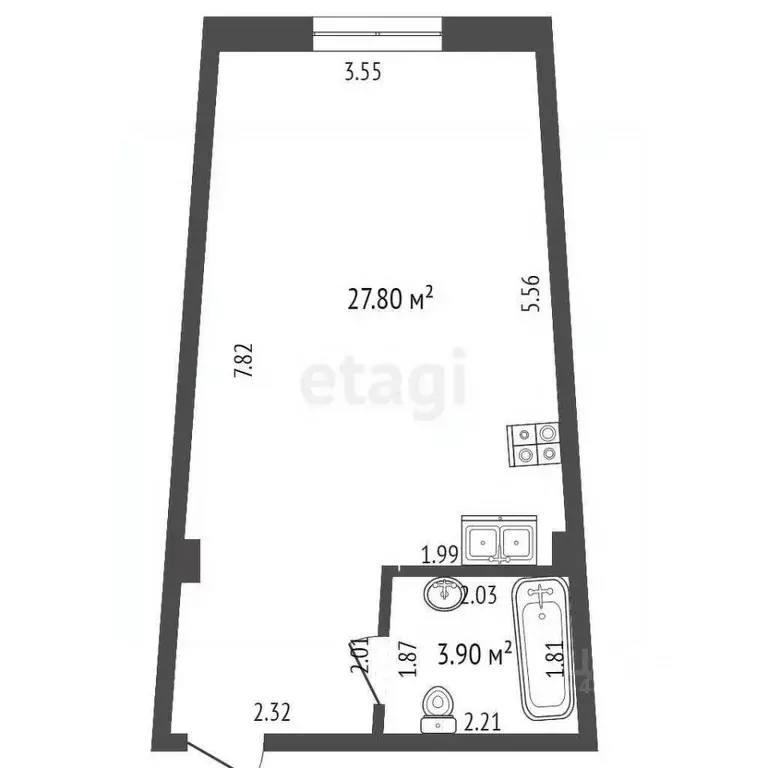 Студия Краснодарский край, Геленджик Крымская ул., 3к2 (32.2 м) - Фото 1