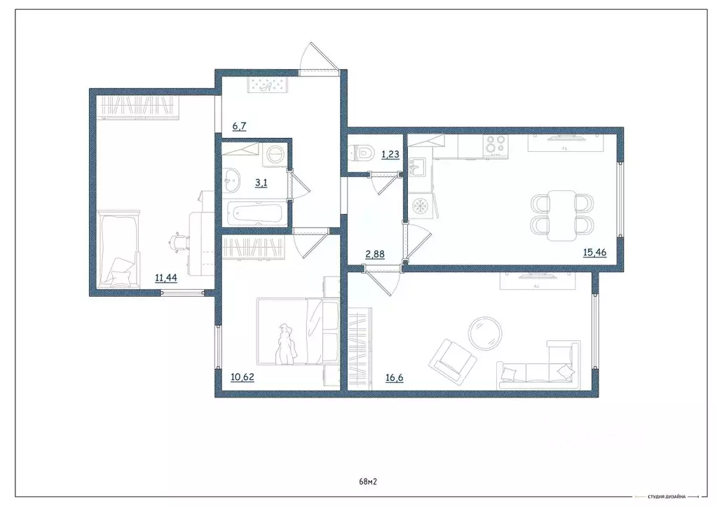 3-к кв. Тверская область, Тверь ул. Левитана, 93А (68.0 м) - Фото 1