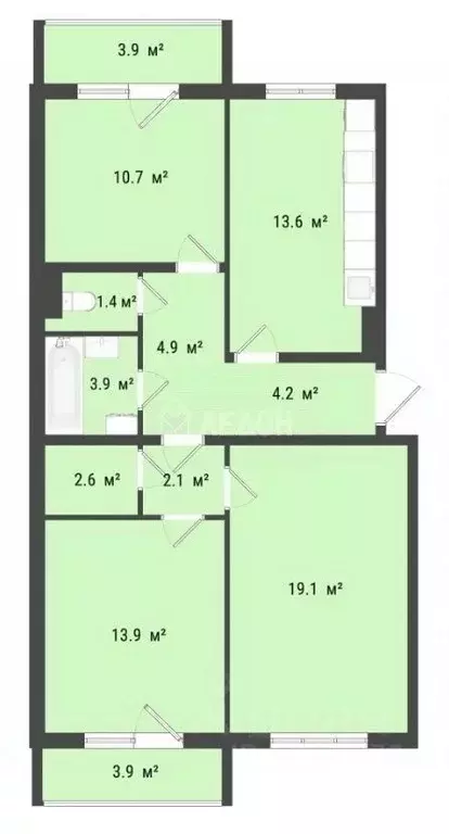 3-к кв. Омская область, Омск проезд 6-й Амурский, 16 (76.4 м) - Фото 1