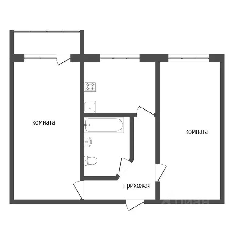 2-к кв. Вологодская область, Вологда ул. Казакова, 15 (44.7 м) - Фото 1