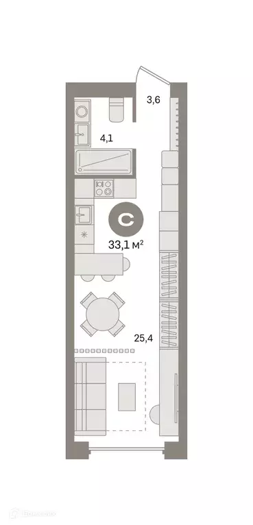 Продаётся квартира-студия, 33.11 м - Фото 0