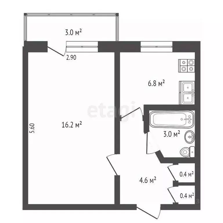 1-к кв. Крым, Евпатория городской округ, Новоозерное пгт ул. ... - Фото 2