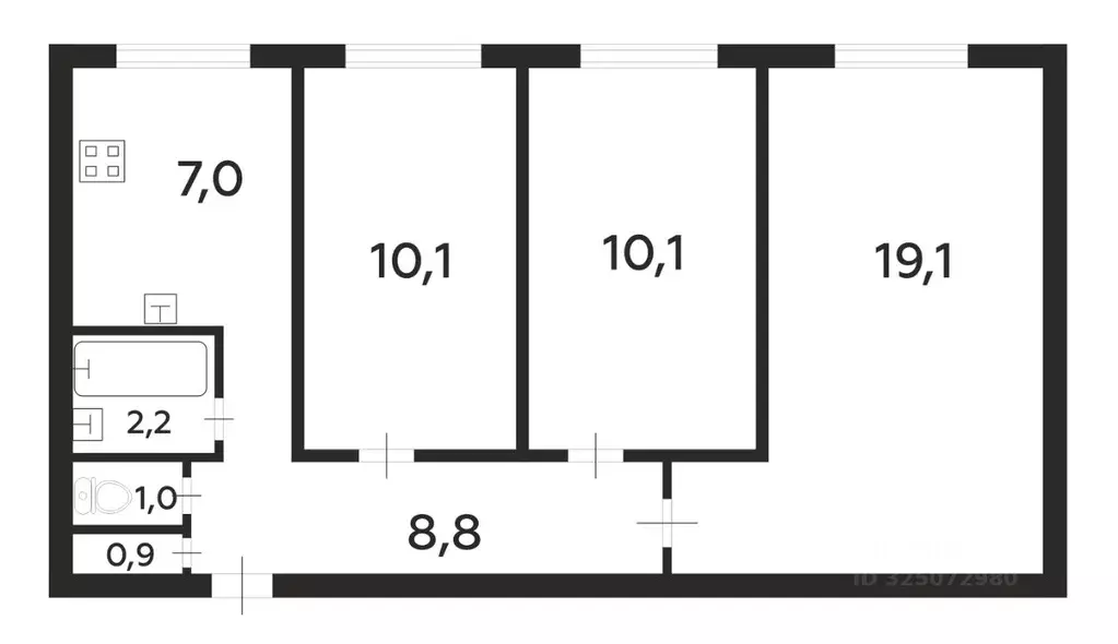 3-к кв. Санкт-Петербург просп. Солидарности, 8К3 (58.85 м) - Фото 2