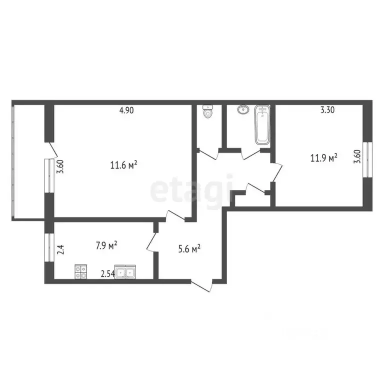 2-к кв. Воронежская область, Борисоглебск ул. Терешковой, 22А (54.3 м) - Фото 1