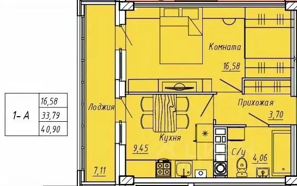 1-к кв. Ивановская область, Иваново Апрельская ул., 95 (40.9 м) - Фото 0