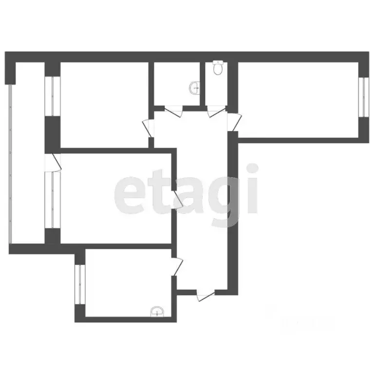 3-к кв. Томская область, Томск тракт Иркутский, 204 (60.5 м) - Фото 1