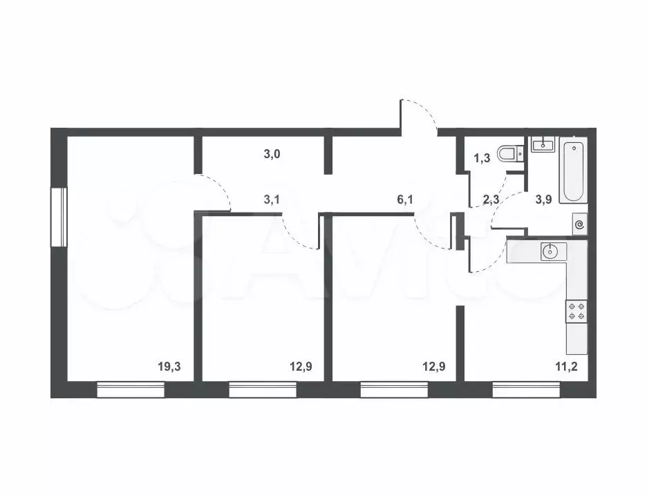 3-к. квартира, 76м, 8/17эт. - Фото 1